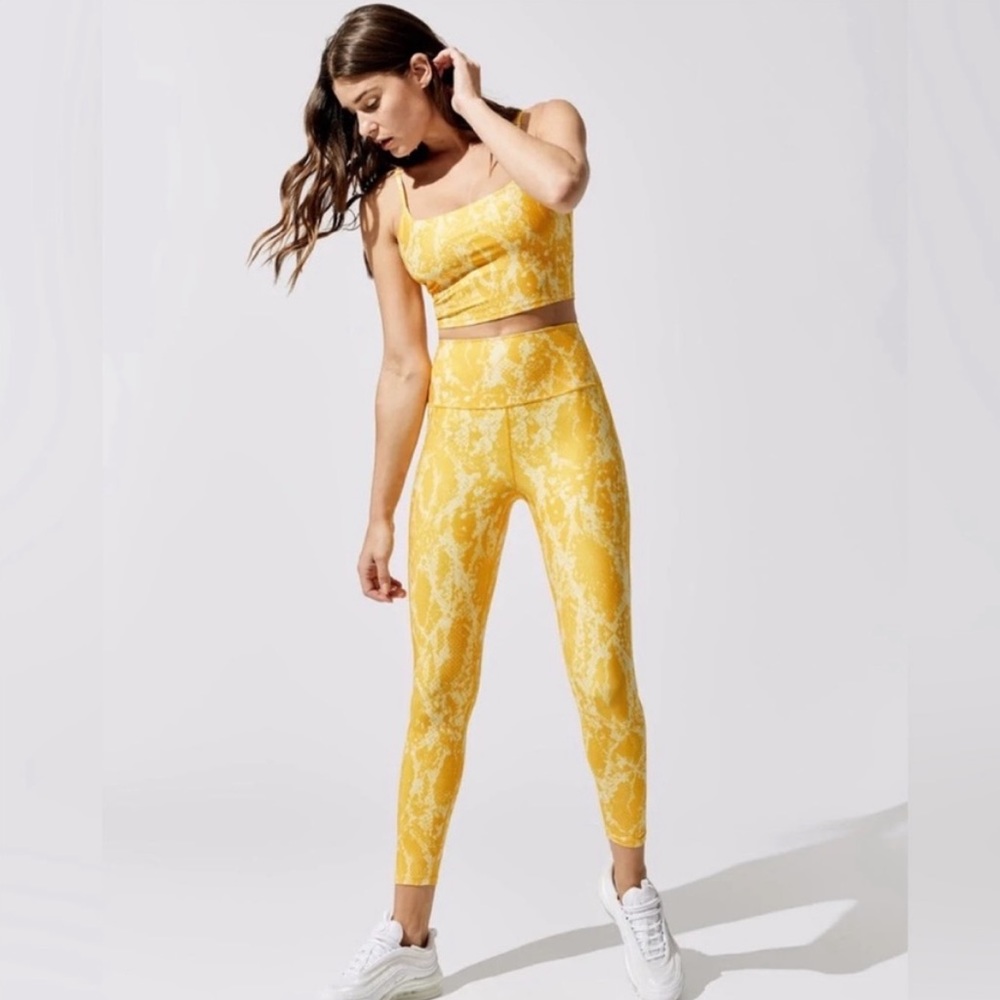 Carbon38 Yellow Snakeskin High Rise 7/8 Leggings